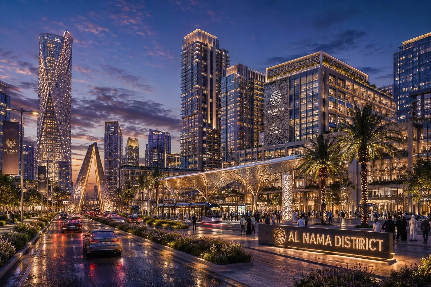 Riyadh Business City — District Gateway & Transit Entrance
