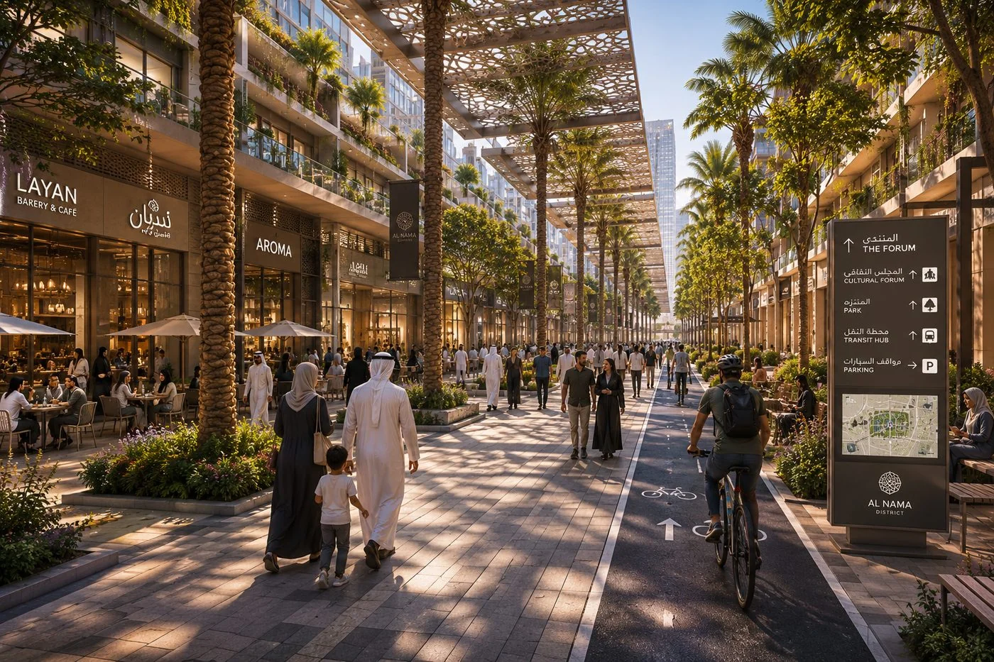 Riyadh Business City — Shaded Retail Boulevard