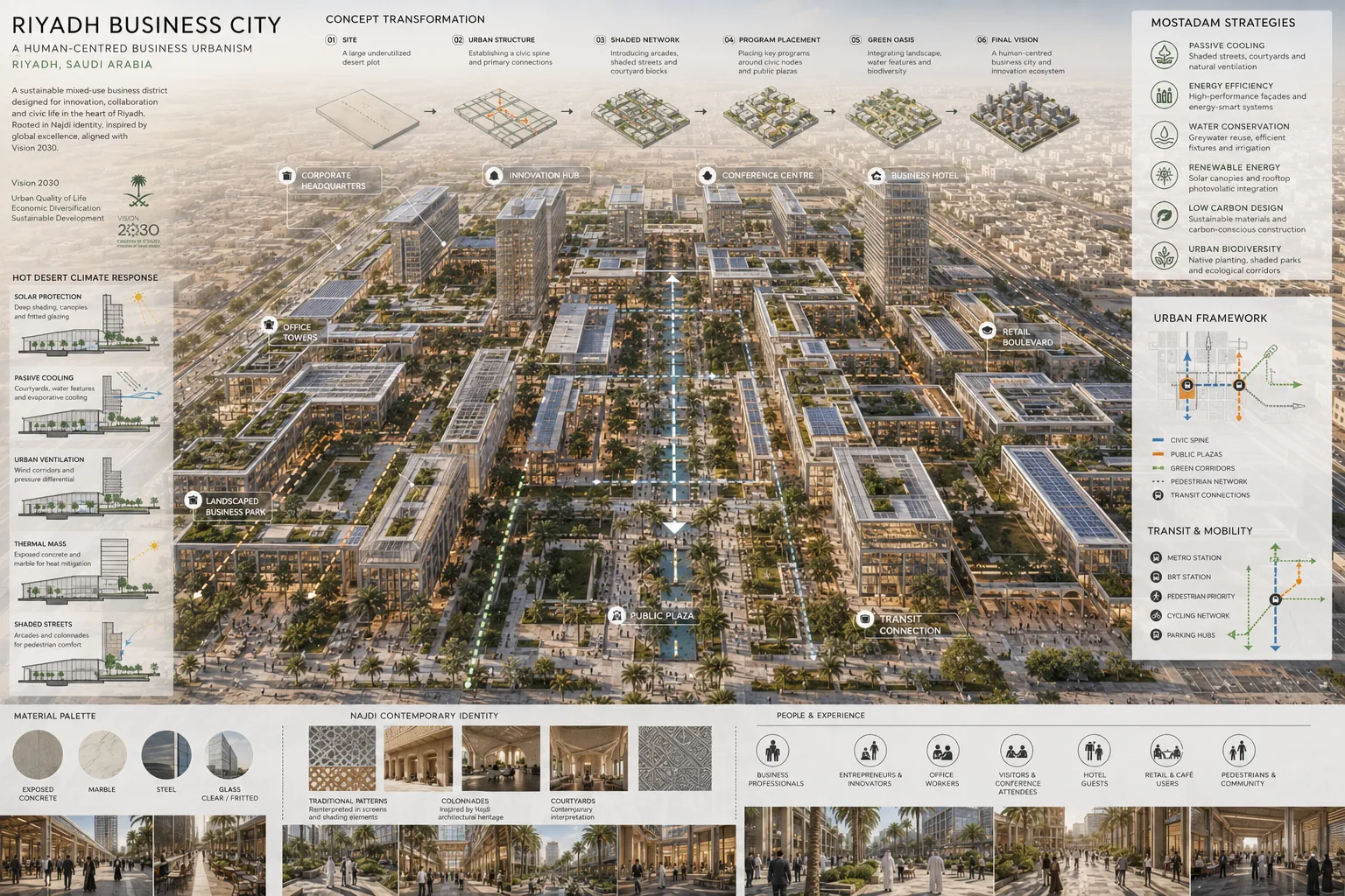 Riyadh Business City — Urban Framework & Najdi Identity